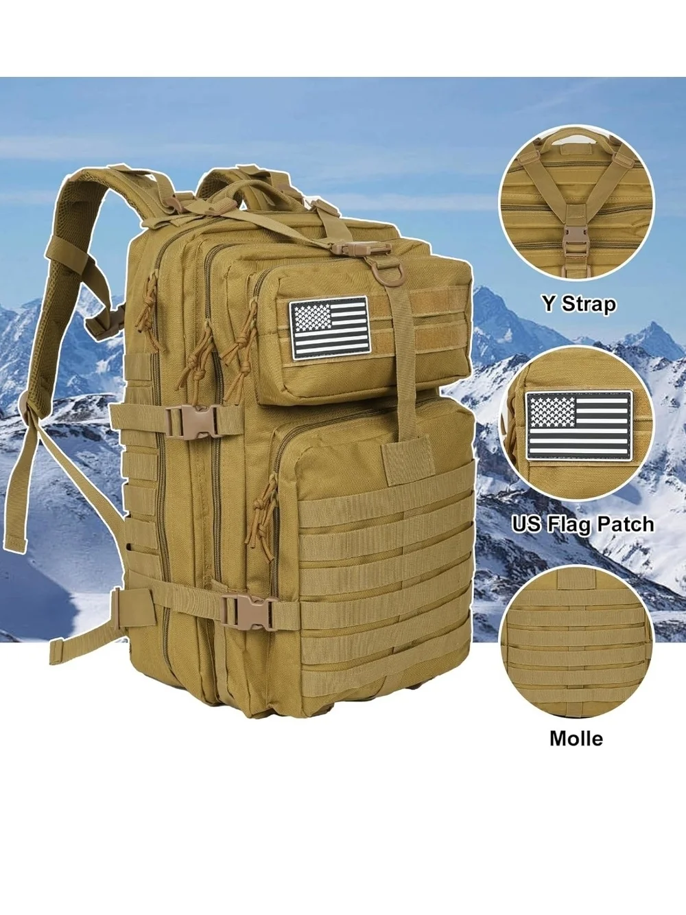 Tactical Military Style  Backpack - Coyote Brown